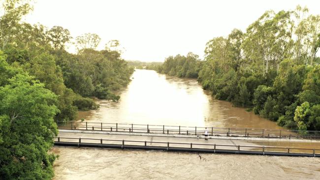 Water continues to flow downstream at the Mary River following days of heavy rain. Photo: Infinity Flights Photography