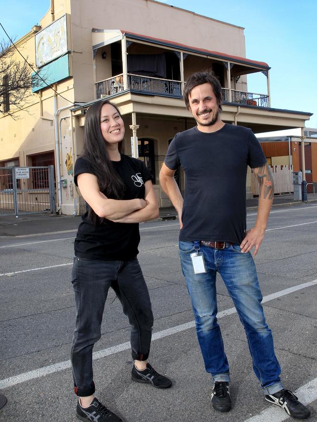 Publican Symon Jarowyj and Jo Phillis at the Grace Emily Hote. Picture: DEAN MARTIN