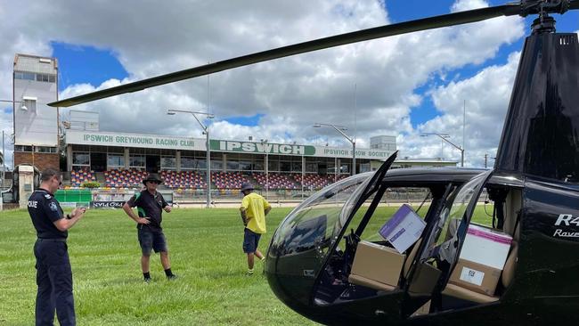 Valuable emergency medical supplies were air dropped about midday into Mt Crosby for Mt Crosby, Karana Downs and Lake Manchester residents. Anstead pilot James Robinson loaded the supplies, from Ipswich Hospital, at Ipswich racing club.