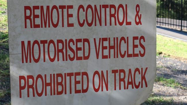 A sign warning not everyone is welcome on the track. Picture: Richard Noone