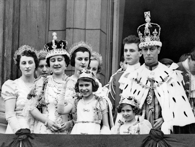 Princess Elizabeth with her family on the balcony of the Buckingham Palace. Picture: AFP