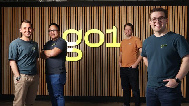 Go1 co-founders Chris Eigeland, Vu Tran, Chris Hood, and Andrew Barnes. Picture: Liam Kidston.