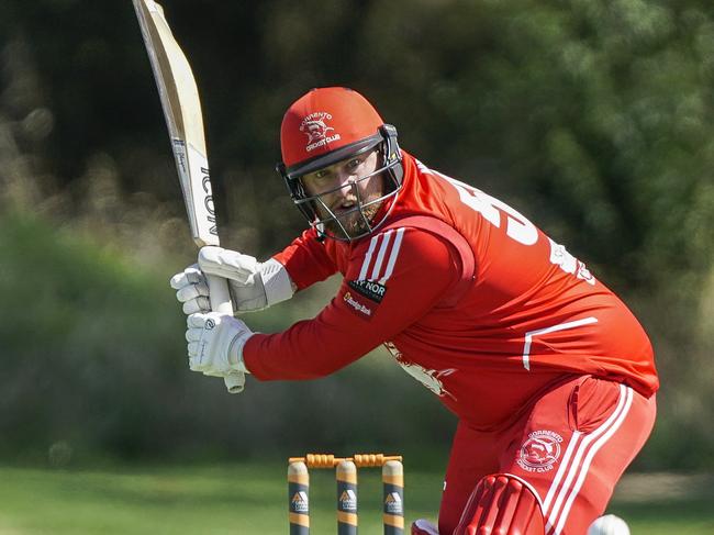 MPCA: Old Peninsula v Sorrento. Sorrento batsman Bob Wilson. Picture: Valeriu Campan