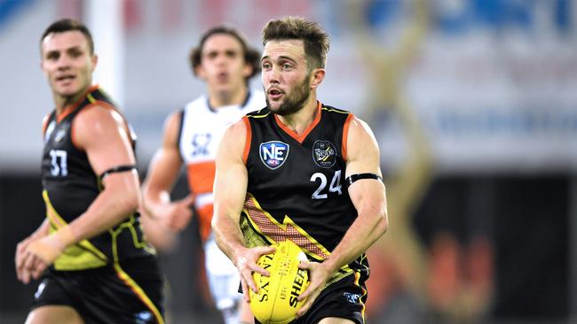 2019 Thunder co-captain Abe Ankers is just one of a host of players who have been left ‘shattered’ by the decision to scrap the NT Thunder club. Picture: AFLNT