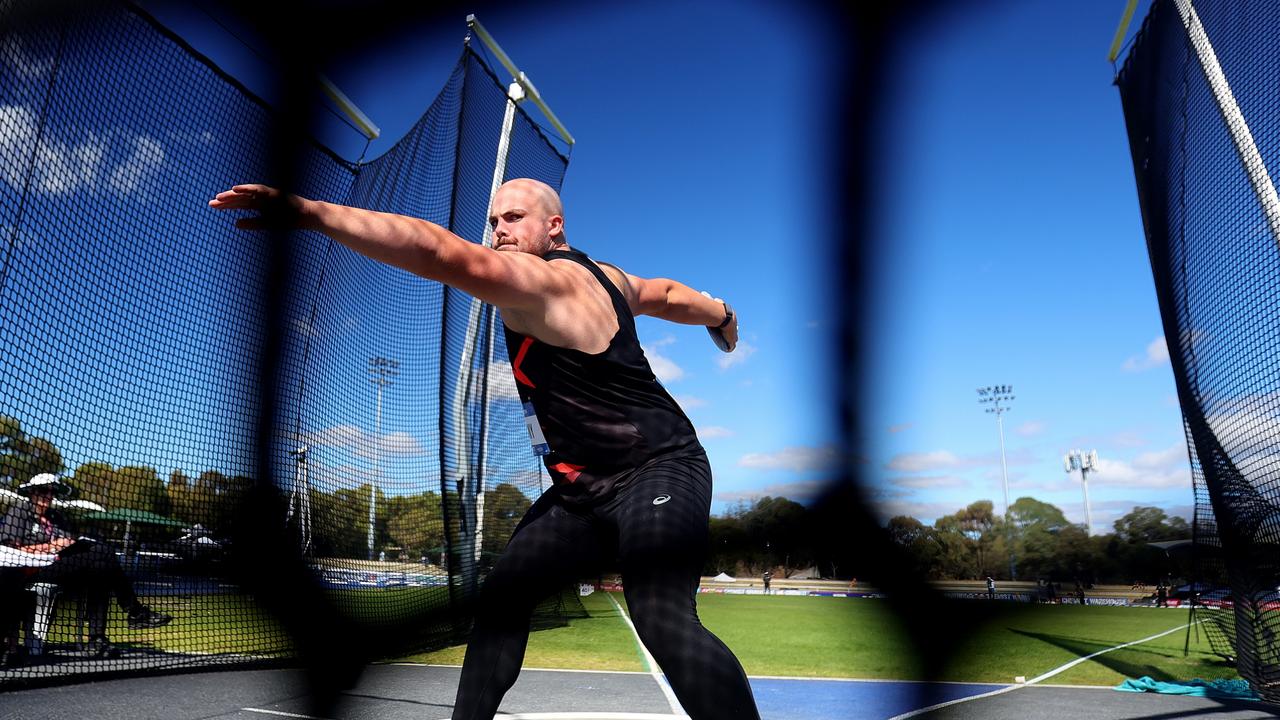 Matthew Denny finished second in the Marrakech Diamond League with a throw of 67.74m. Picture: Getty Images