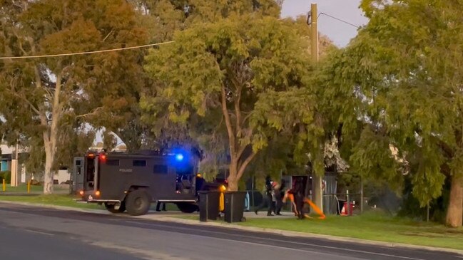 Critical incident Response Team (CIRT) executing the warrant at the Rebels clubhouse in Bendigo. Picture: Victoria Police.