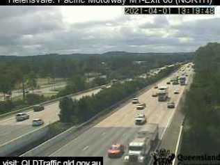 Southbound traffic building up at Helensvale at lunchtime on Thursday.