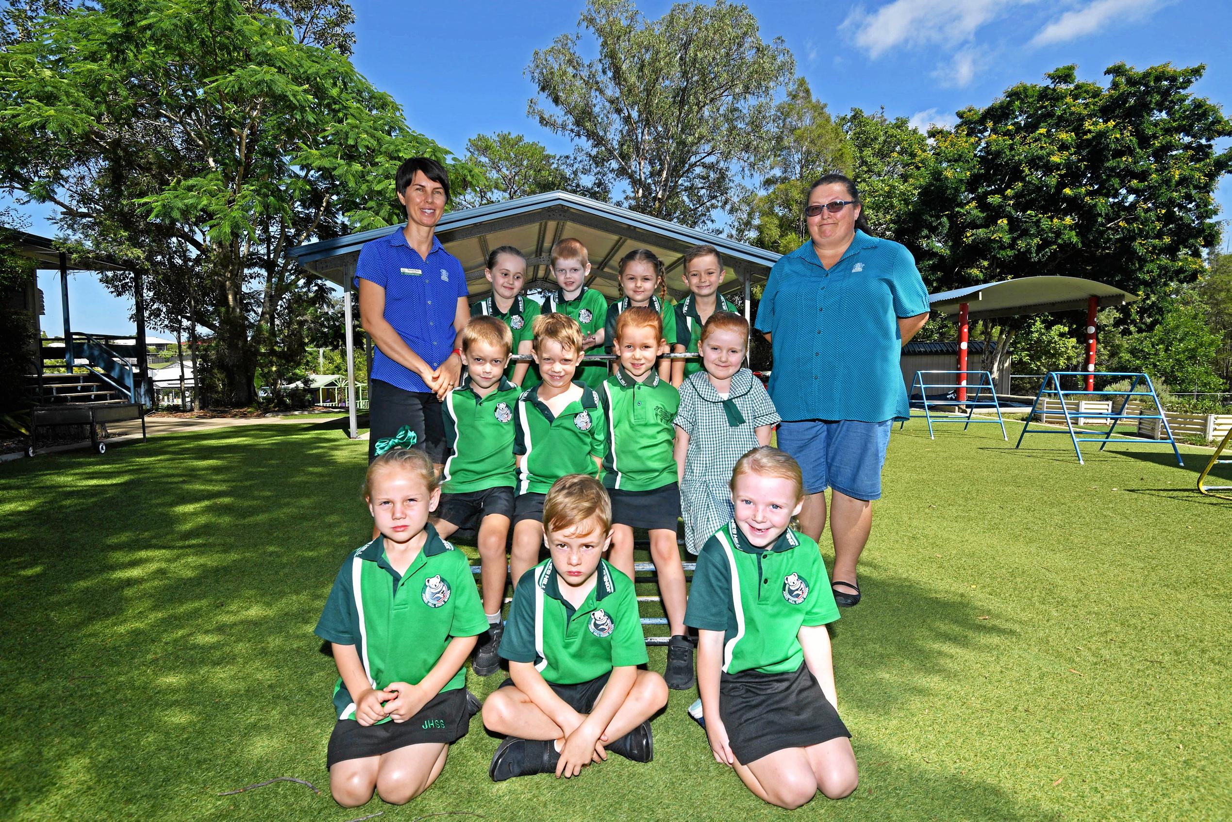 Jones Hill State School - Teacher (Left): Mrs Renee Ryan, Teacher Aide (Right):  Ms Kath RhodesBack Row (from left): Ruby Kortholt, Alec Daniels, Mackinlee King, Taj CarberryMiddle Row (from left): Nate Cahill, Jake Biddle, Bonnie Brunke, Isabelle ArcherFront Row (from left): Abbiegail Campbell, Jack Ryan, Amity Jorgenson. Picture: Troy Jegers