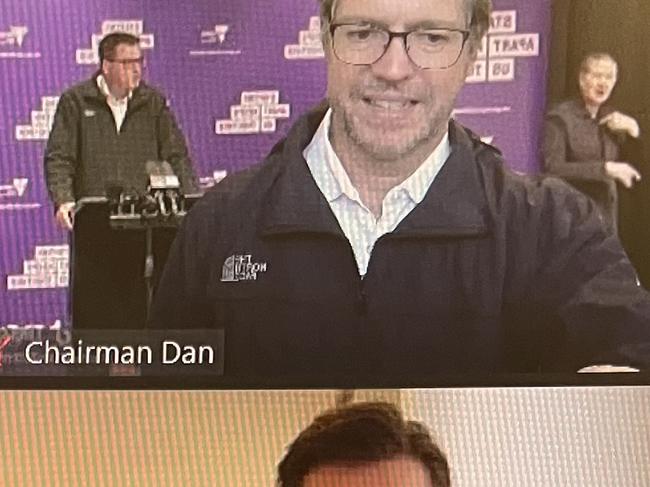 Nicholas Reece appearing on the zoom meeting as “Chairman Dan”.