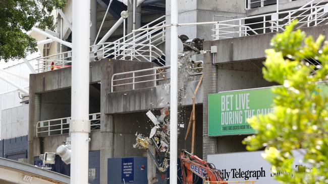 Demolition work begins at Allianz Stadium in Moore Park, Sydney.