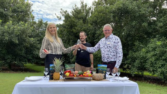 Bundaberg Regional Council tourism and events manager Lisa Douglas, owner of Water St Kitchen Alex Cameron and Bundaberg Regional Council's events portfolio spokesman Cr John Learmonth launching the Taste Bundaberg Festival.