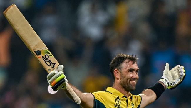 Australia will leave it late to make a call on Glenn Maxwell’s fitness, as he battled with cramps during his heroic efforts to help win the match against Afghanistan. Picture: AFP