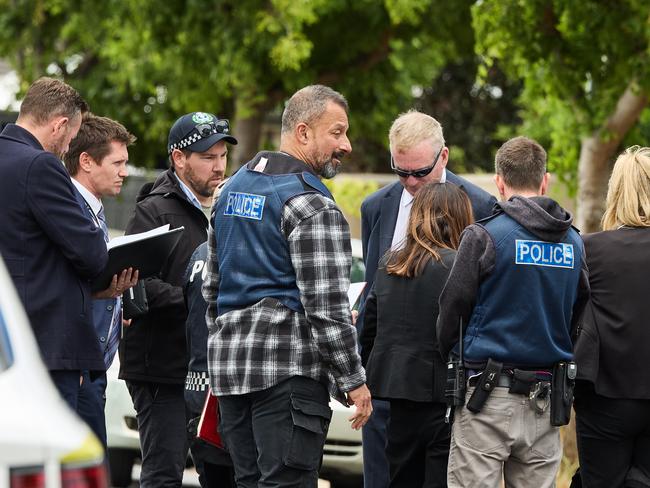 Police on a side street of Dunorlan Road in Edwardstown, where a gunman remains at large after a man was fatally wounded on Sunday night, Monday, Dec. 12, 2022. Picture: Matt Loxton