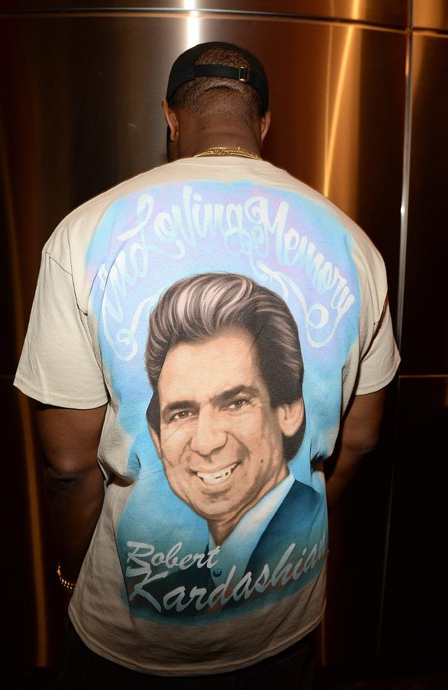 From the back — a tribute to Robert Kardashian. Picture: Getty Images