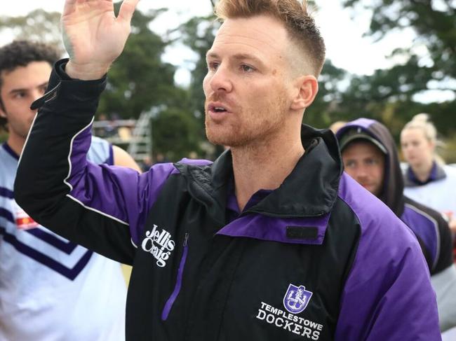 Templestowe coach Craig De Corsey calls the shots. Picture: Davis Harrigan