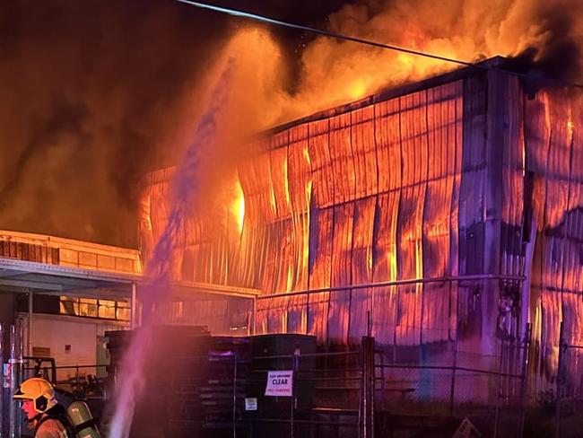 A huge fire broke out in Sydney's west in the earl hours of Tuesday morning. Picture: FRNSW