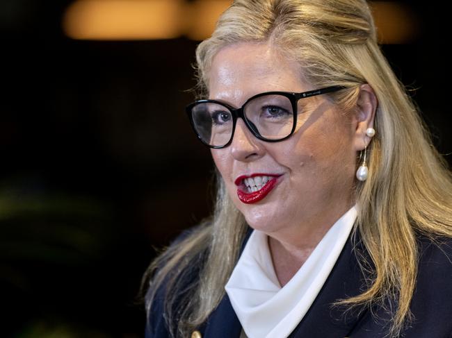 ADELAIDE, AUSTRALIA - JUNE 14:  South Australia Minister for Recreation,Sport and Racing ,Katrine Hildyard speaks during the Australian 2024 Paris Olympic Games Beach Volleyball Squad Announcement at Adelaide Oval on June 14, 2024 in Adelaide, Australia. (Photo by Mark Brake/Getty Images)