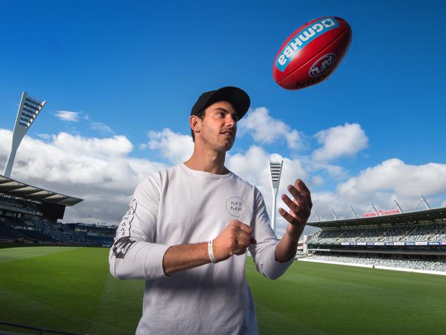 Geelong footballer Daniel Menzel has his own range of clothing apparel which he uses to raise money for charity.Picture Jay Town.