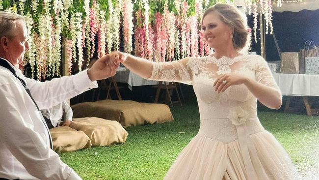 Natalie Hatton with her father Paul Hatton at her wedding. Hatton family members state in their defence that they spent tens of thousands on the event.