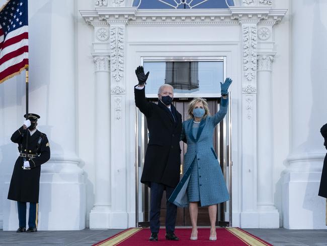 The Bidens’ White House arrival. Picture: Getty Images