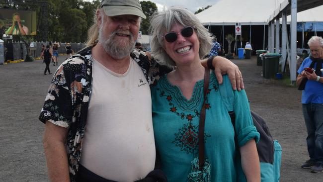 Bill and Elsa from Lismore welcomed Anthony Albanese’s appearance at Bluesfest. Picture: Nicholas Rupolo.