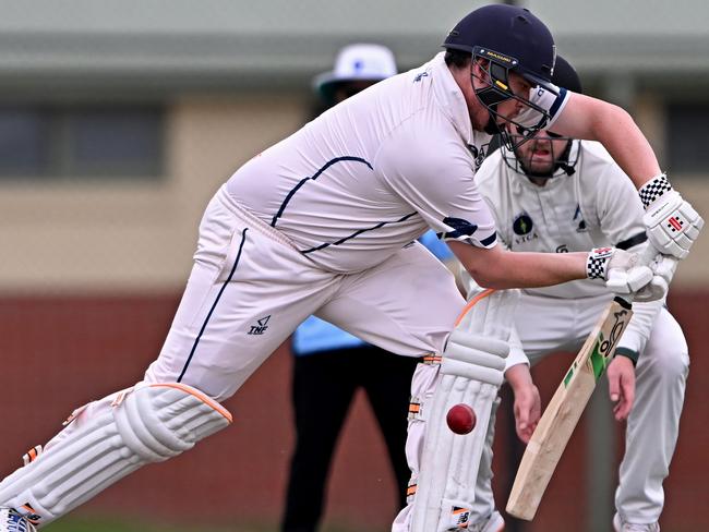 AberfeldieÃs Cameron West during the VTCA Senior Division Sydenham-Hillside v Aberfeldie cricket match at Hillside Recreation Reserve in Hillside, Saturday, Nov. 11, 2023. Picture: Andy Brownbill