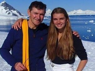 Jim Ferry and his daughter Annika during a trip to Antarctica. Picture: Facebook