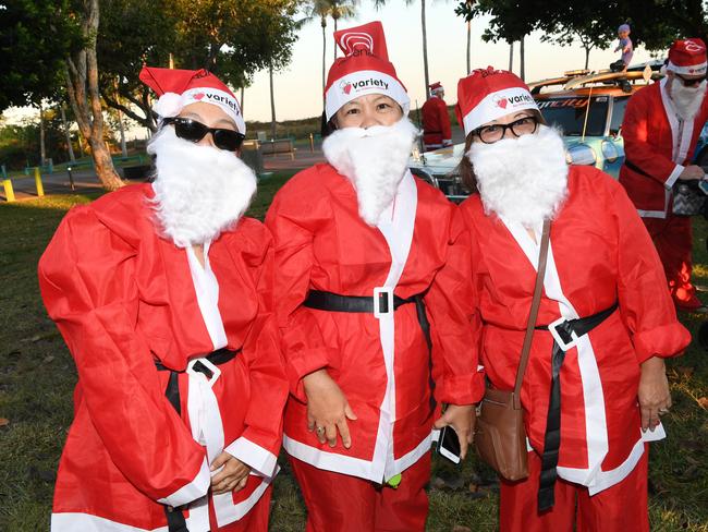 Variety Xmas in July  Santa Fun Run at Mindil Beach  Lorena Villarosa, Cathy Rice, Marichu King.   Picture Katrina Bridgeford.