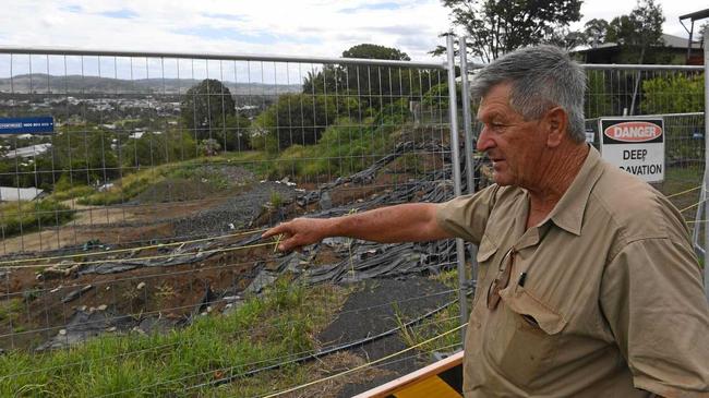 Ken Allport at the excavation of the landslip and reformation of the embankment along Beardow Street where historic industrial waste including coke and slag like materials, as well as bonded asbestos, was encountered. Picture: Marc Stapelberg