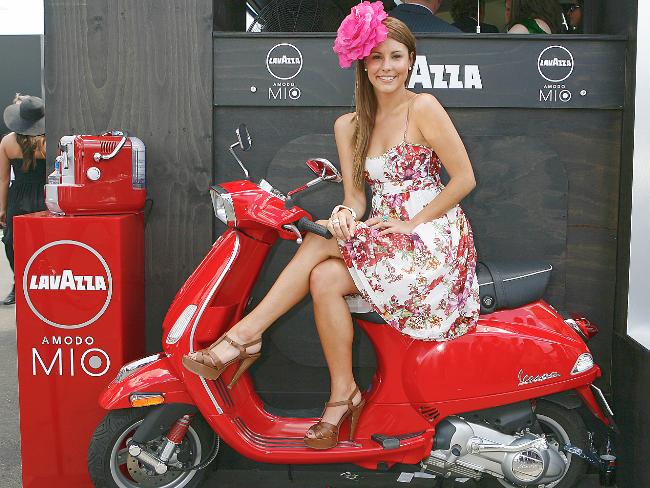 <p>Phillips outside the Lavazza marquee at Emirates Stakes Day at Flemington. Picture: Julie Kiriacoudis</p>