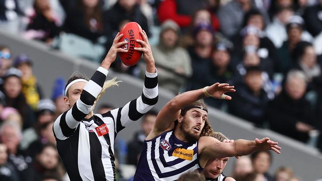 Darcy Moore was a towering figure down back. Photo by Michael Klein.