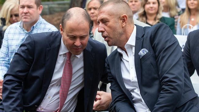 Former federal treasurer Josh Frydenberg with Mitch Catlin. Picture: Sarah Matray