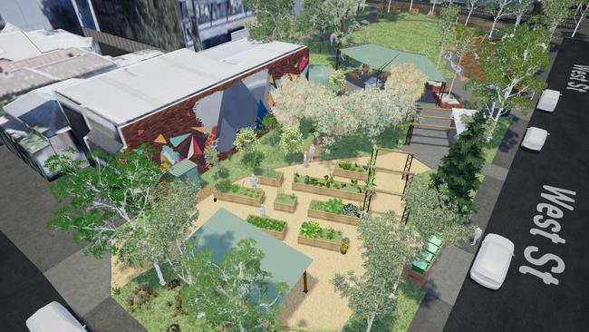 A 3D view of the new West St park in Brunswick, which <i>Leader </i>walked through in virtual reality. Source: Supplied