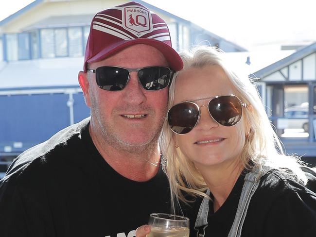 Allan McDonnell and Elke White at the Fishermans Wharf, which is closing down today, Sunday, June 25, 2023. The once famous waterfront tavern hosted huge acts in its heyday including Nirvana. Photo: Regi Varghese