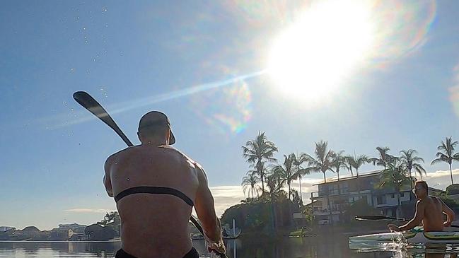 Gold Coast kayakers Curtis McGrath and Lachlan Tame in the water.