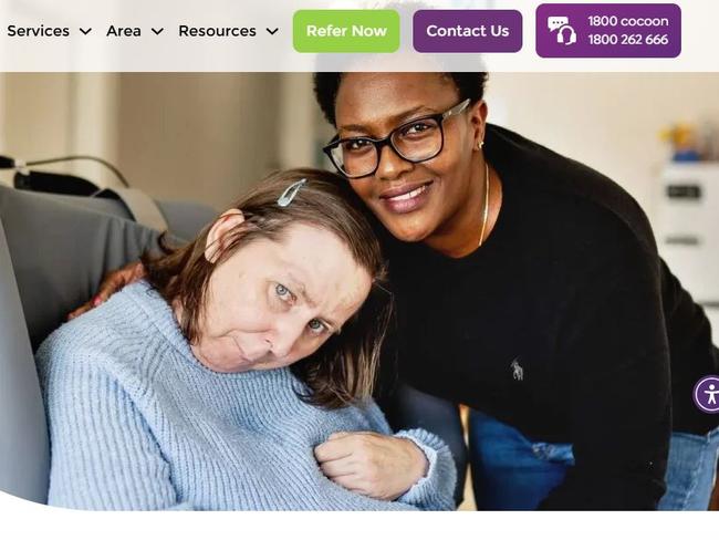 Screen grabs from the company website of Cocoon SDA Care. A leading provider of Specialist Disability Accommodation (SDA) and personalised care/support services. Picture: Cocoon.com.au