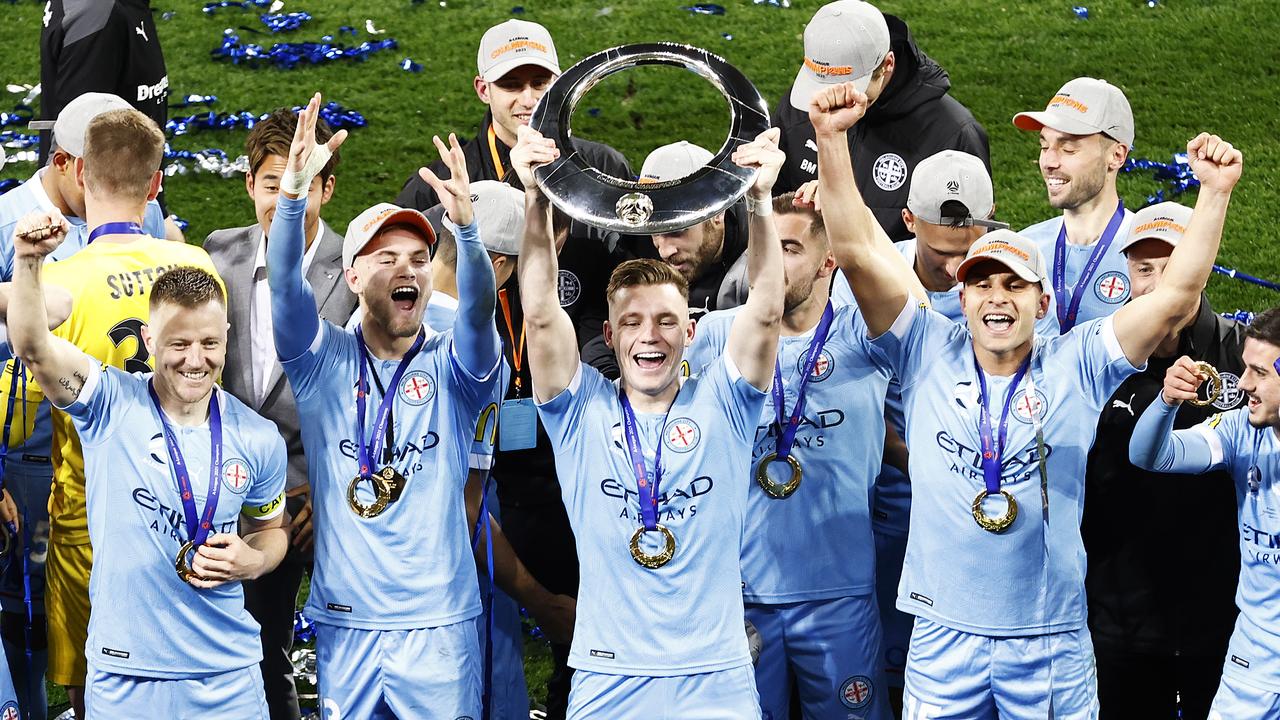 Scott Galloway insists the side are still the ‘hunters’ despite winning the A-League double last season. Picture: Daniel Pockett / Getty Images