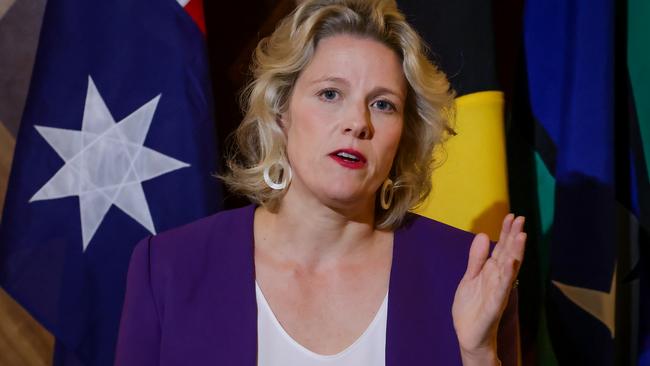 MELBOURNE, AUSTRALIA.NewsWire Photos. FEBRUARY 16, 2025. The Federal Minister for Housing and Homelessness Clare O'Neil, announces the Albanese Government's clamping down on foreign investors from purchasing established homes for at least two years and a crack down on foreign land banking. Picture: NewsWire/Ian Currie
