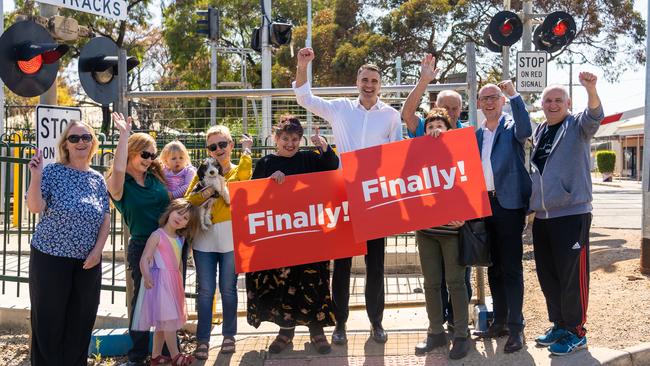 Croydon MP Peter Malinauskas with residents who are glad the pedestrian crossings will finally reopen.