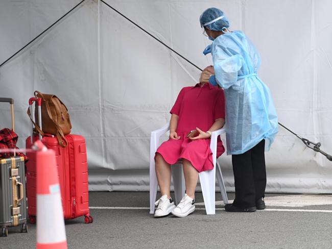 Covid-19 testing at a drive through clinic at Sydney International Airport. Picture: NCA NewsWire / Jeremy Piper