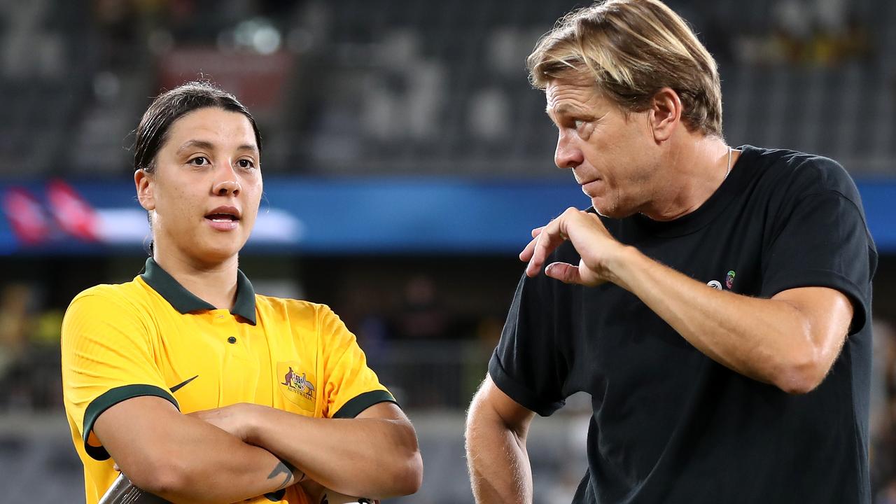 Matildas captain Sam Kerr and coach Tony Gustavsson have a date with France before the World Cup. Picture: Brendon Thorne/Getty Images