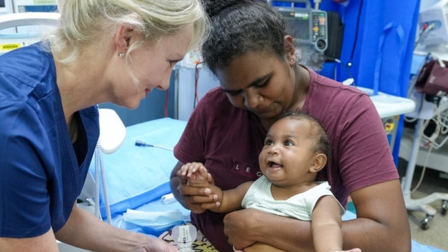 Dr Donna Franklin with Mother Lily York and seven-month-old daughter Jenovia York-Charger. Photo: Supplied