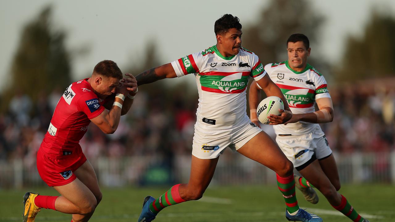 Latrell Mitchell sets up a try in the Chairty Shield.