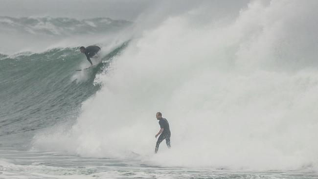 Surfers made use of the conditions at Coolangatta on Wednesday. Picture: NewsWire / Glen Campbell