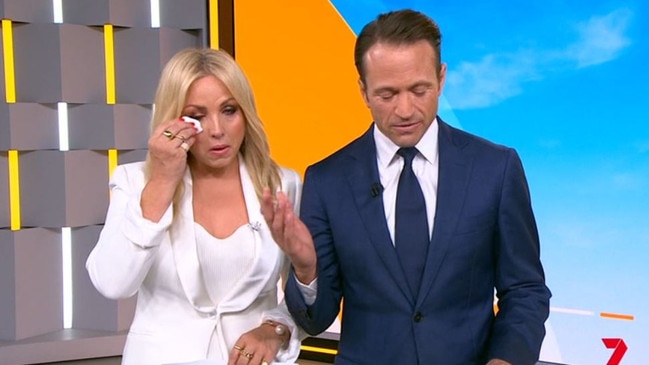 Screen grabs from Channel 7 Sunrise this morning where, Matt Doran announced he was leaving the show he co-hosts with Monique Wright. Picture: Channel 7