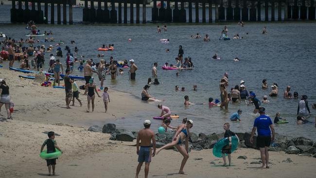 Tallebudgera Creek on the Gold Coast was also packed on Australia Day. Picture: Glenn Campbell