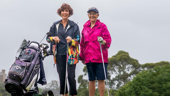 Meredith Stone and Sally Sutherland play golf at Cammeray golf course, the latest course under threat. Picture: Thomas Lisson