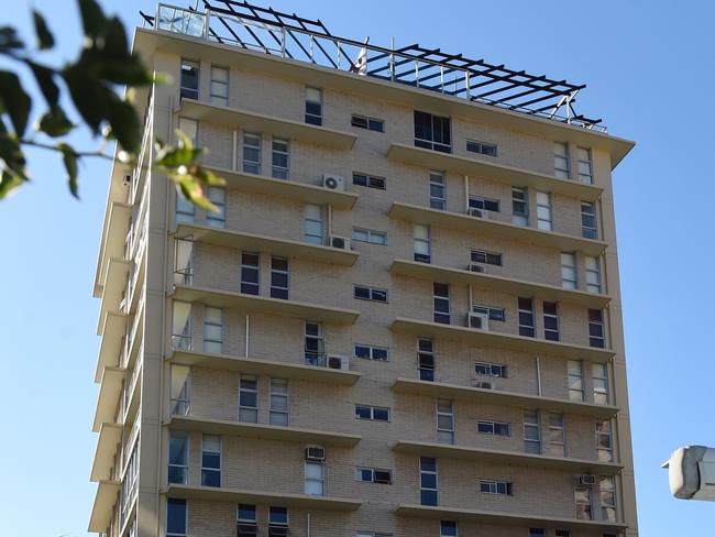 A high-rise complex where the body of an 11-year-old girl was found in Auchenflower, Brisbane, Tuesday, Dec. 8, 2015. The body of her 49-year-old mother was found in the nearby suburb of Toowong. (AAP Image/Dan Peled) NO ARCHIVING