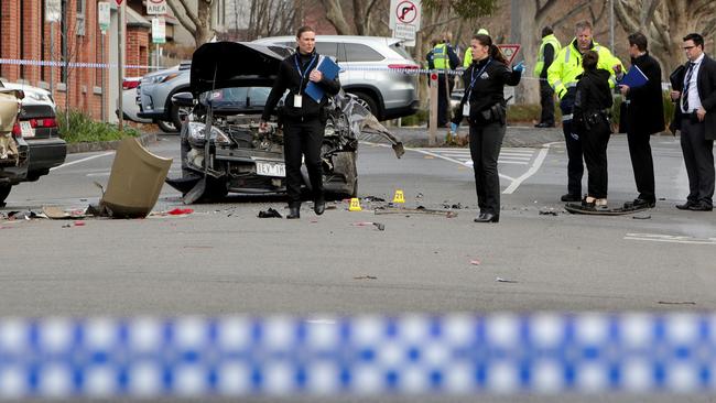 A man mowed down by a car during a Melbourne brawl has not had his leg amputated, despite claims the limb had been removed. Picture: Stuart McEvoy