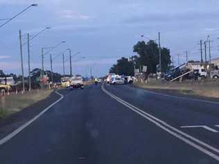 The scene of the crash near the intersection of Jandowae Road and the Warrego Highway. Picture: Tiffany Kamp